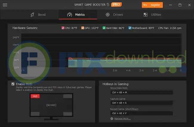 CPU load analysis in Smart Game Booster program