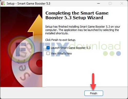 Finish window of Smart Game Booster installation wizard