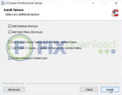 Welcome window of CCleaner installer on Windows