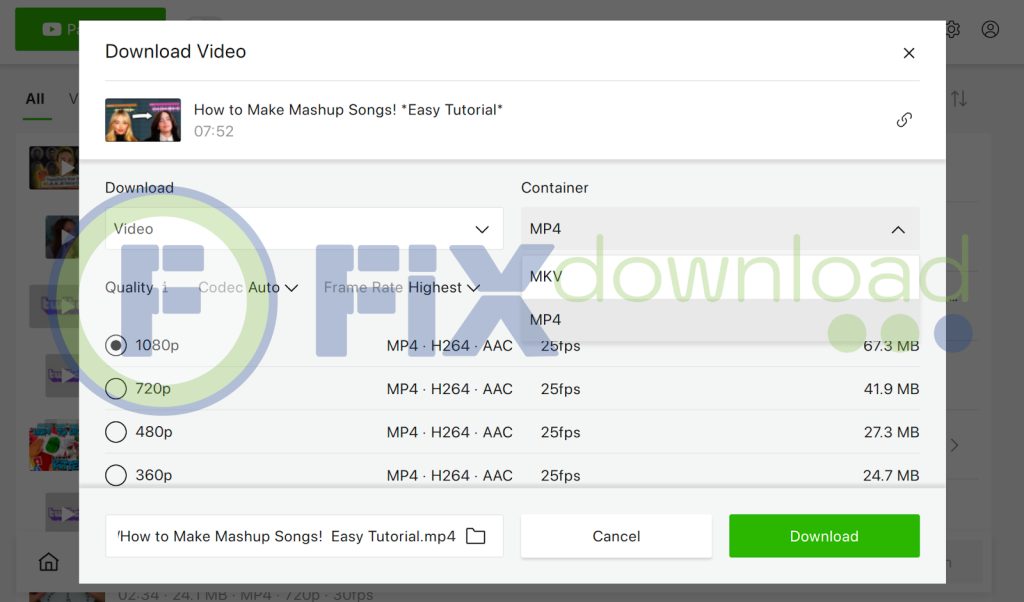 Video downloading process in 4K Video Downloader program