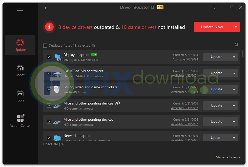 Main window of Driver Booster Pro after launch