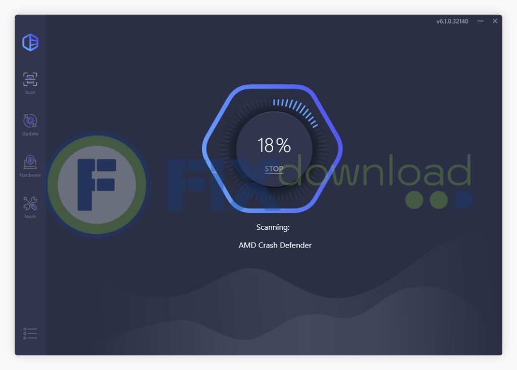 System scan process in DriverEasy for outdated and missing drivers