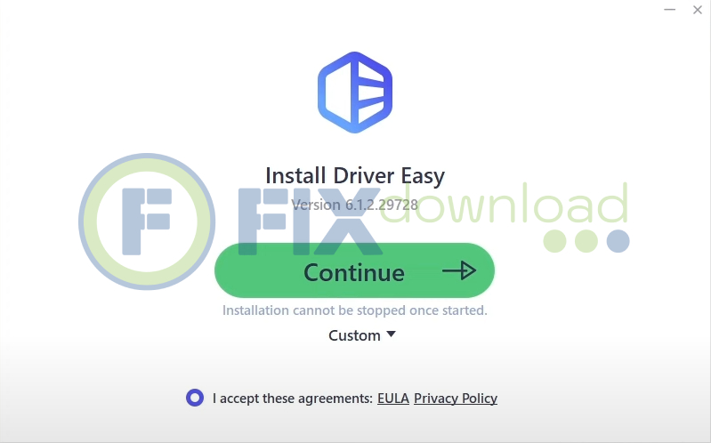 Welcome window of DriverEasy installer on Windows