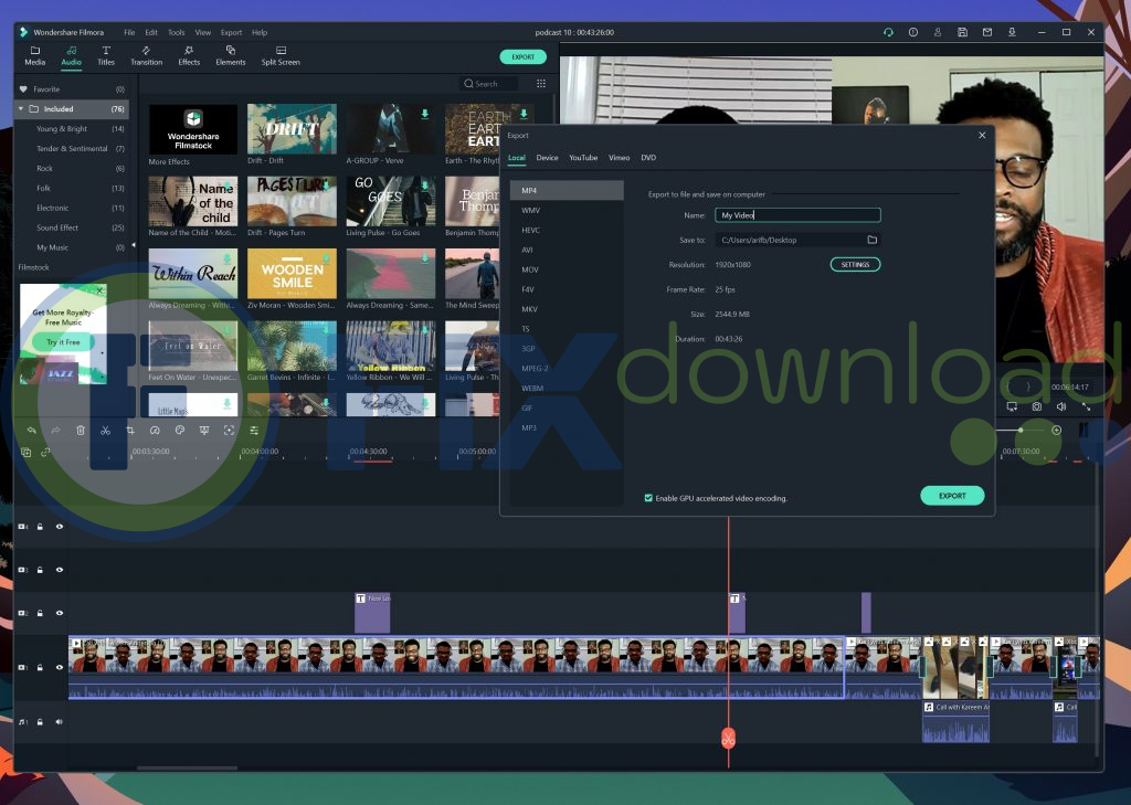 Video saving process in Wondershare Filmora editor