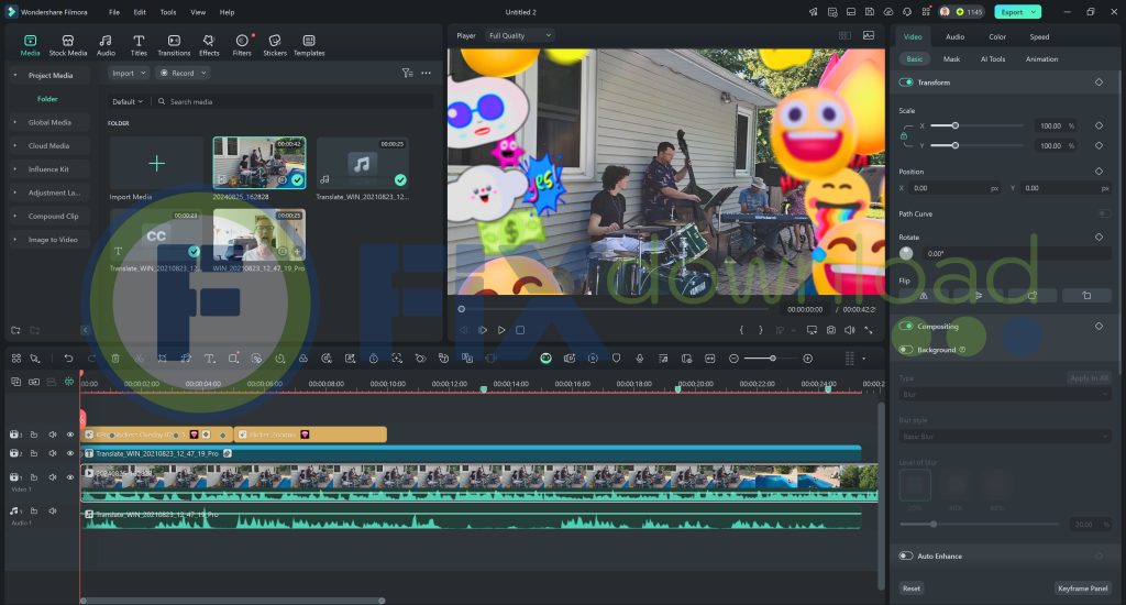Video editing process in Wondershare Filmora software