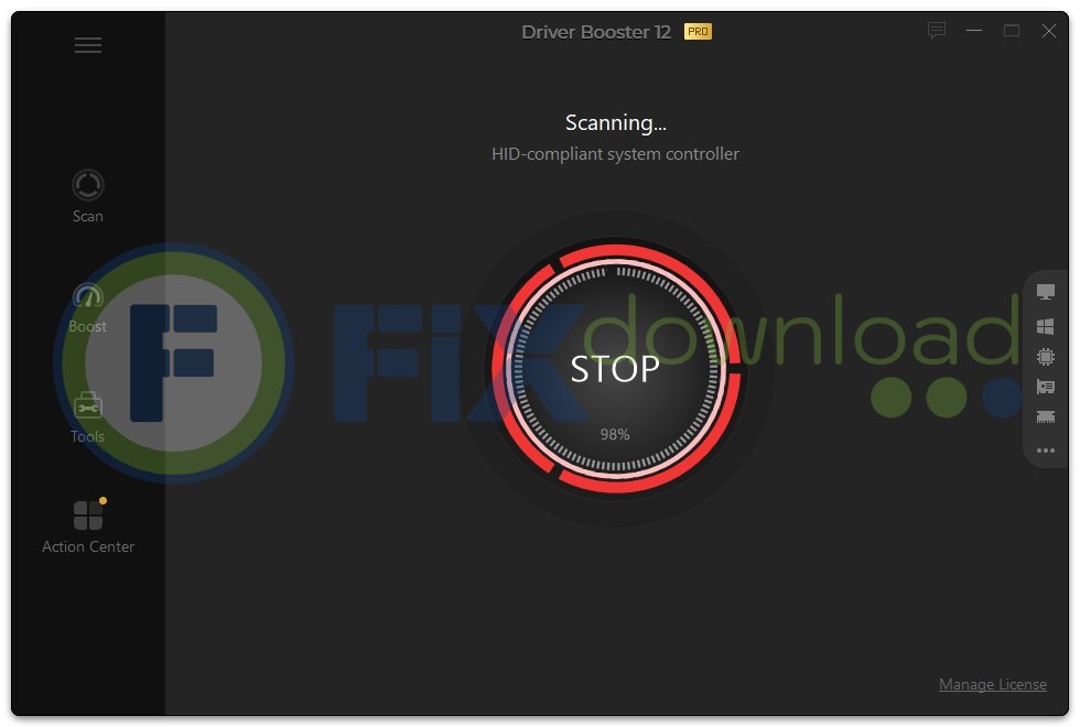 System scan process in Driver Booster Pro for outdated drivers