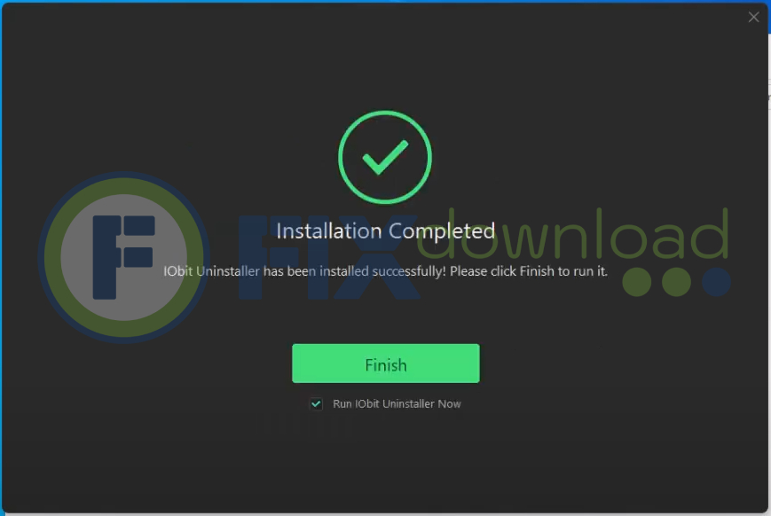 Finish window of IObit Uninstaller Pro installation wizard