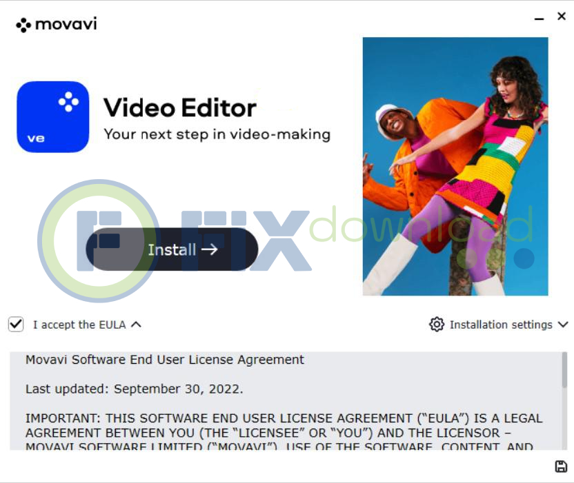 Welcome window of Movavi Video Editor installer on Windows