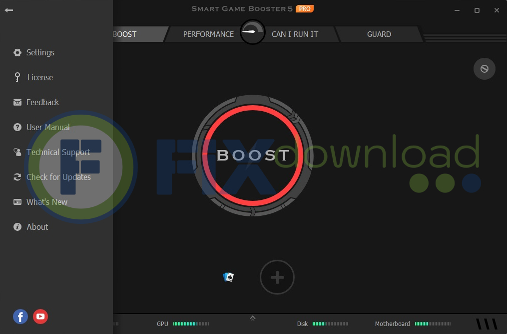 Main window of SmartGameBooster after launch
