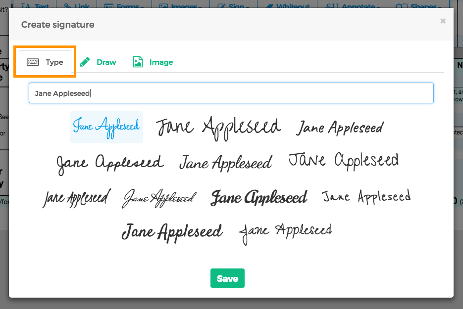 Text style selection menu in Sejda PDF Editor