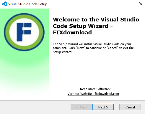 Welcome window of Visual Studio Code installer on Windows