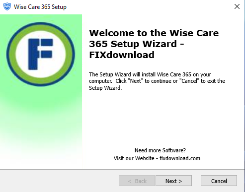 Welcome window of Wise Care 365 installer on Windows