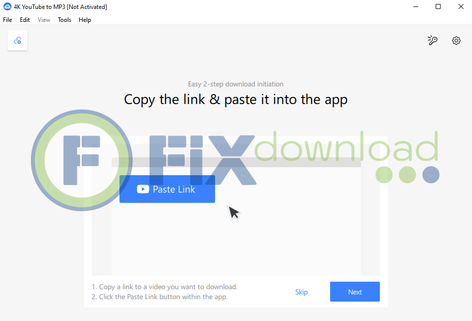 Main window of 4K YouTube To MP3 after launch