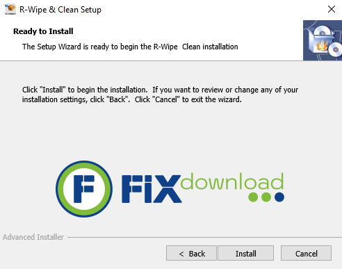 Welcome window of R-Wipe & Clean installer on Windows