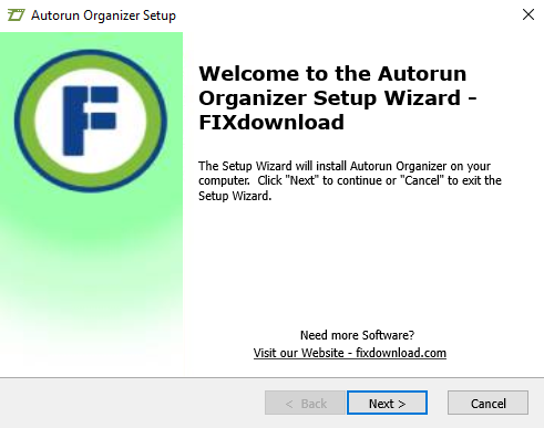 Welcome window of Autorun Organizer installer on Windows