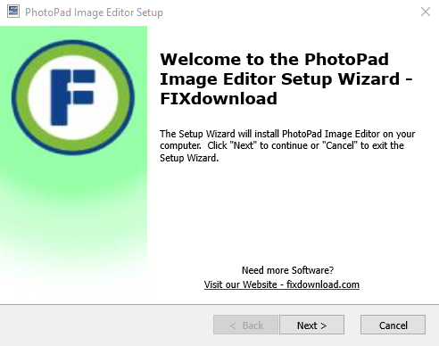 Welcome window of PhotoPad Image Editor installer on Windows