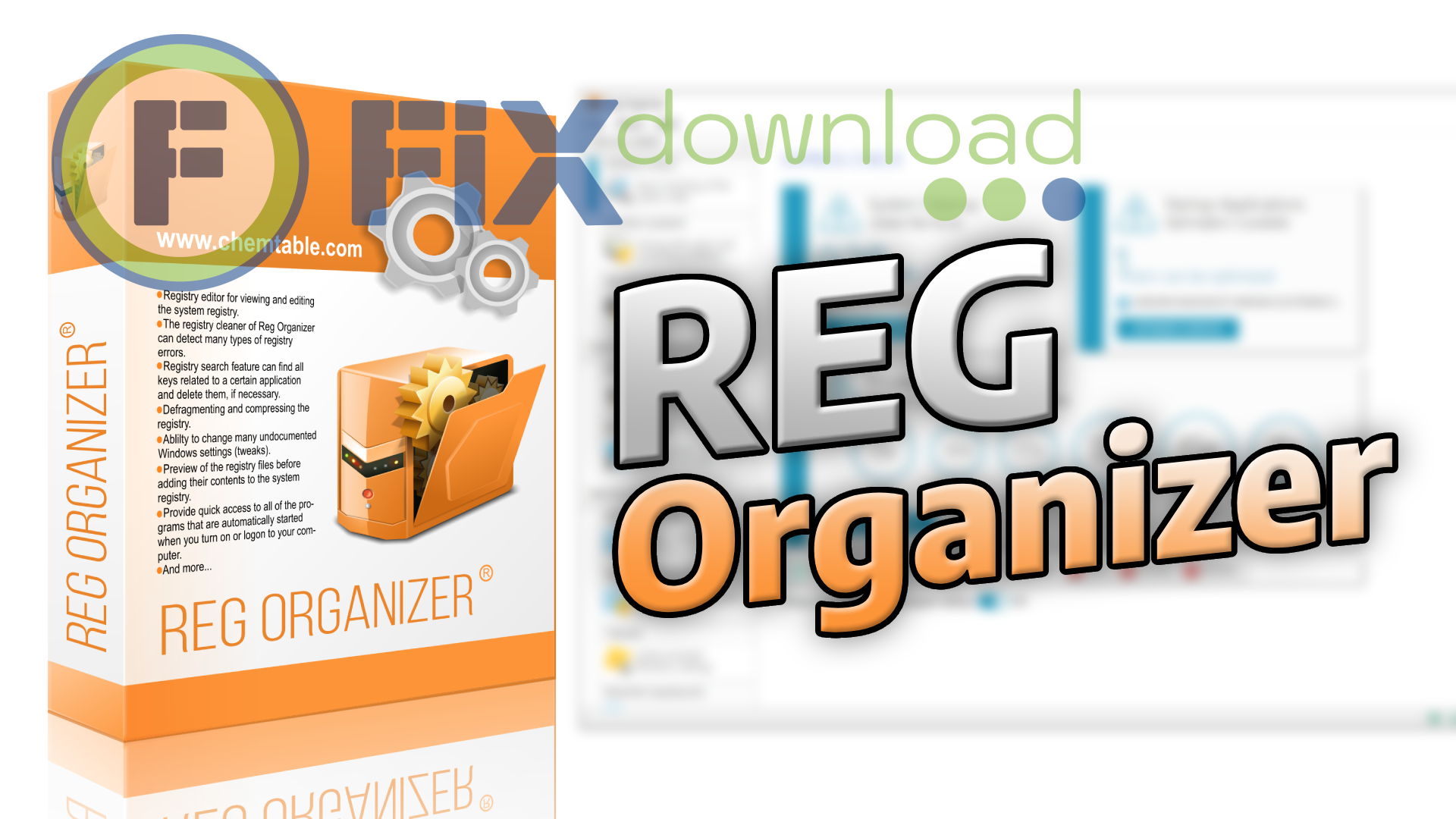 Cover image for the article about downloading and installing Reg Organizer on Windows from FixDownload.com