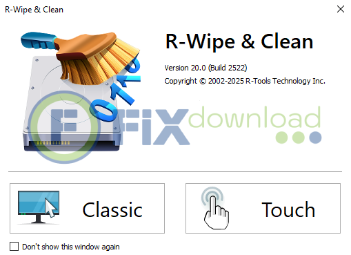 Main window of R-Wipe & Clean after launch
