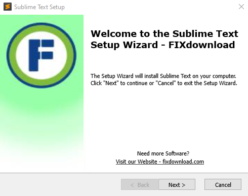 Welcome window of Sublime Text installer on Windows