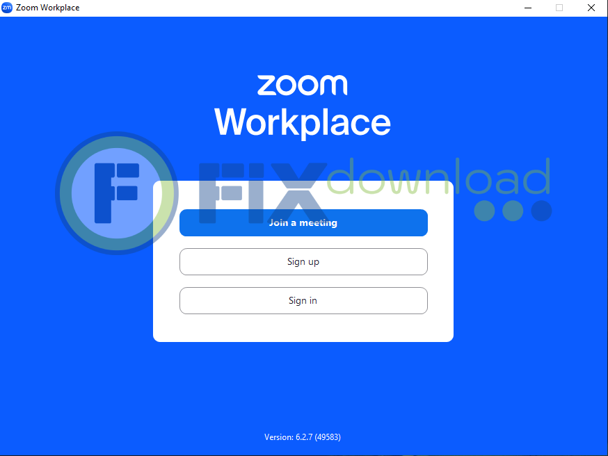 Main window of Zoom after launch