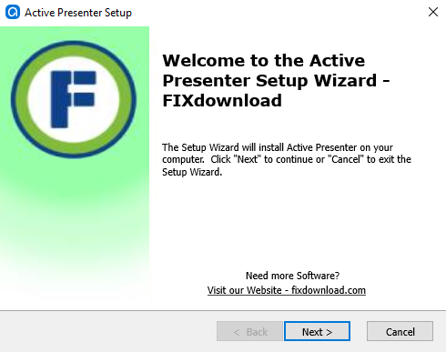 Welcome window of Active Presenter installer on Windows