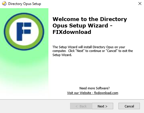 Welcome window of Directory Opus installer on Windows