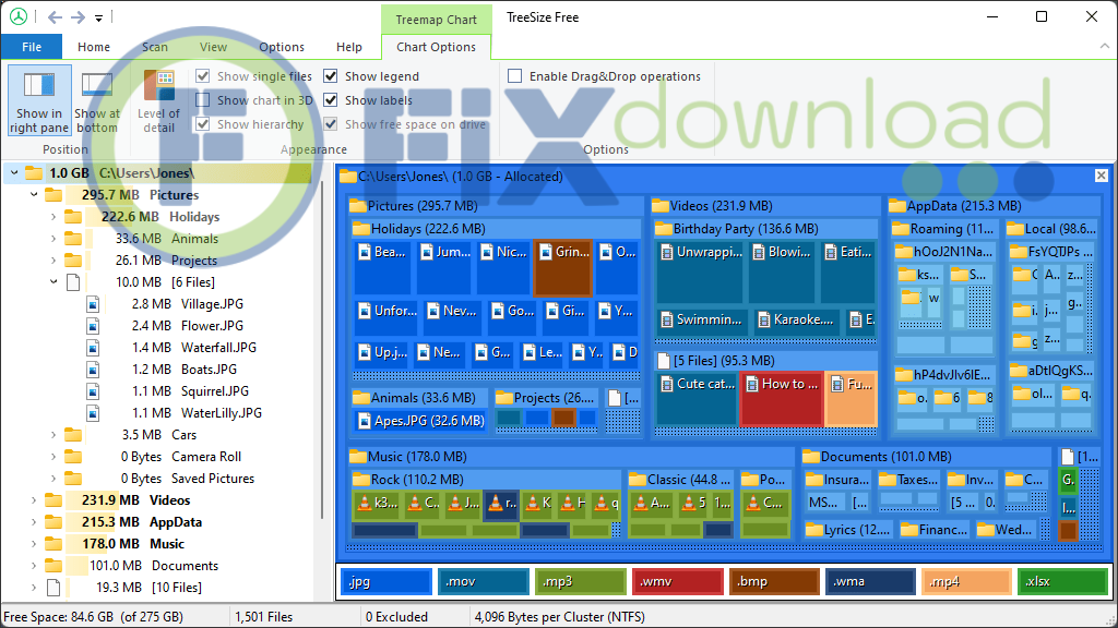 Main window of TreeSize after launch