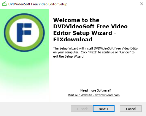 Welcome window of DVDVideoSoft Free Studio installer on Windows