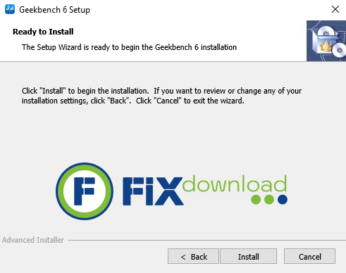 Welcome window of Geekbench installer on Windows