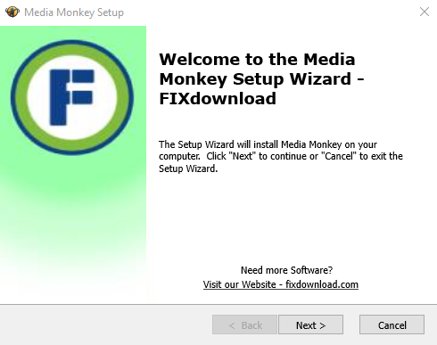 Welcome window of Media Monkey installer on Windows