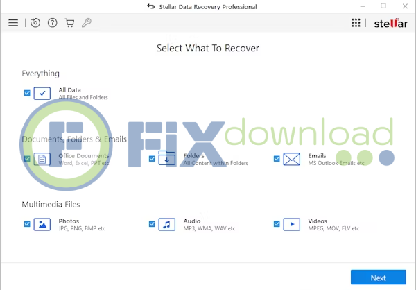 Main window of Stellar Data Recovery after launch