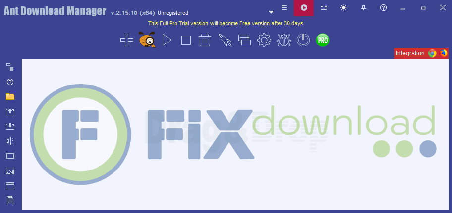 Main window of Ant Download Manager after launch