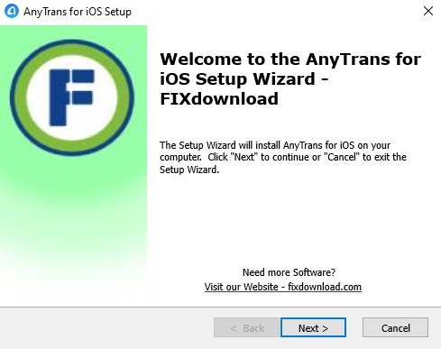 Welcome window of AnyTrans installer on Windows