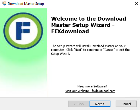 Welcome window of Download Master installer on Windows