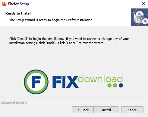 Welcome window of Mozilla Firefox installer on Windows