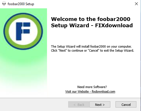 Welcome window of foobar2000 installer on Windows