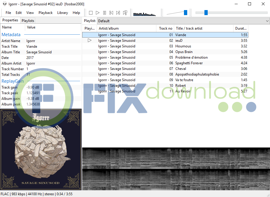 Main window of foobar2000 after launch