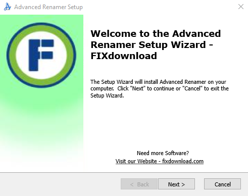 Welcome window of Advanced Renamer installer on Windows