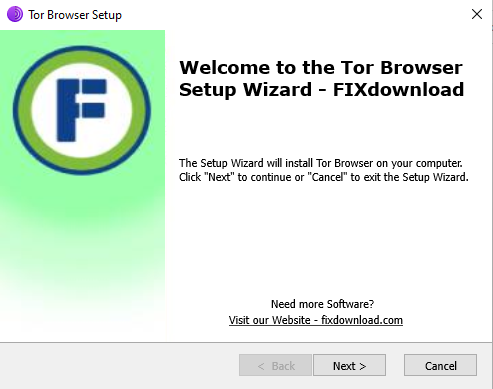 Welcome window of Tor Browser installer on Windows
