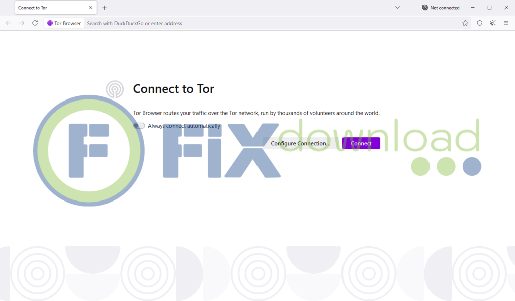 Main window of Tor Browser after launch