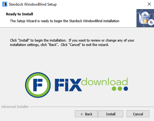Welcome window of Stardock WindowBlind installer on Windows